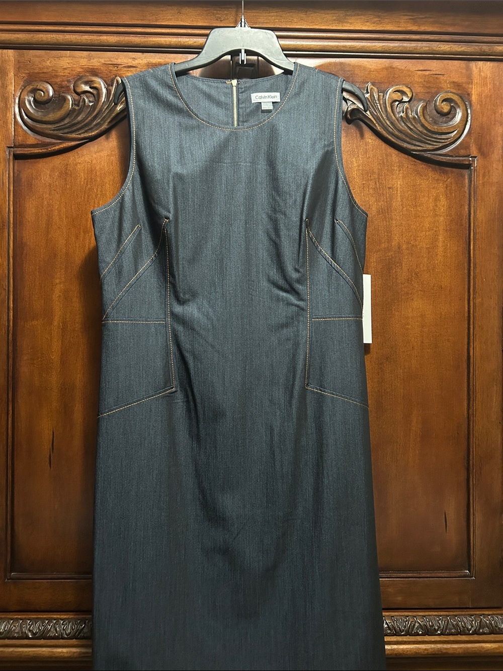 Calvin Klein Dark Indigo Denim Sheath Dress Sz16 NWT